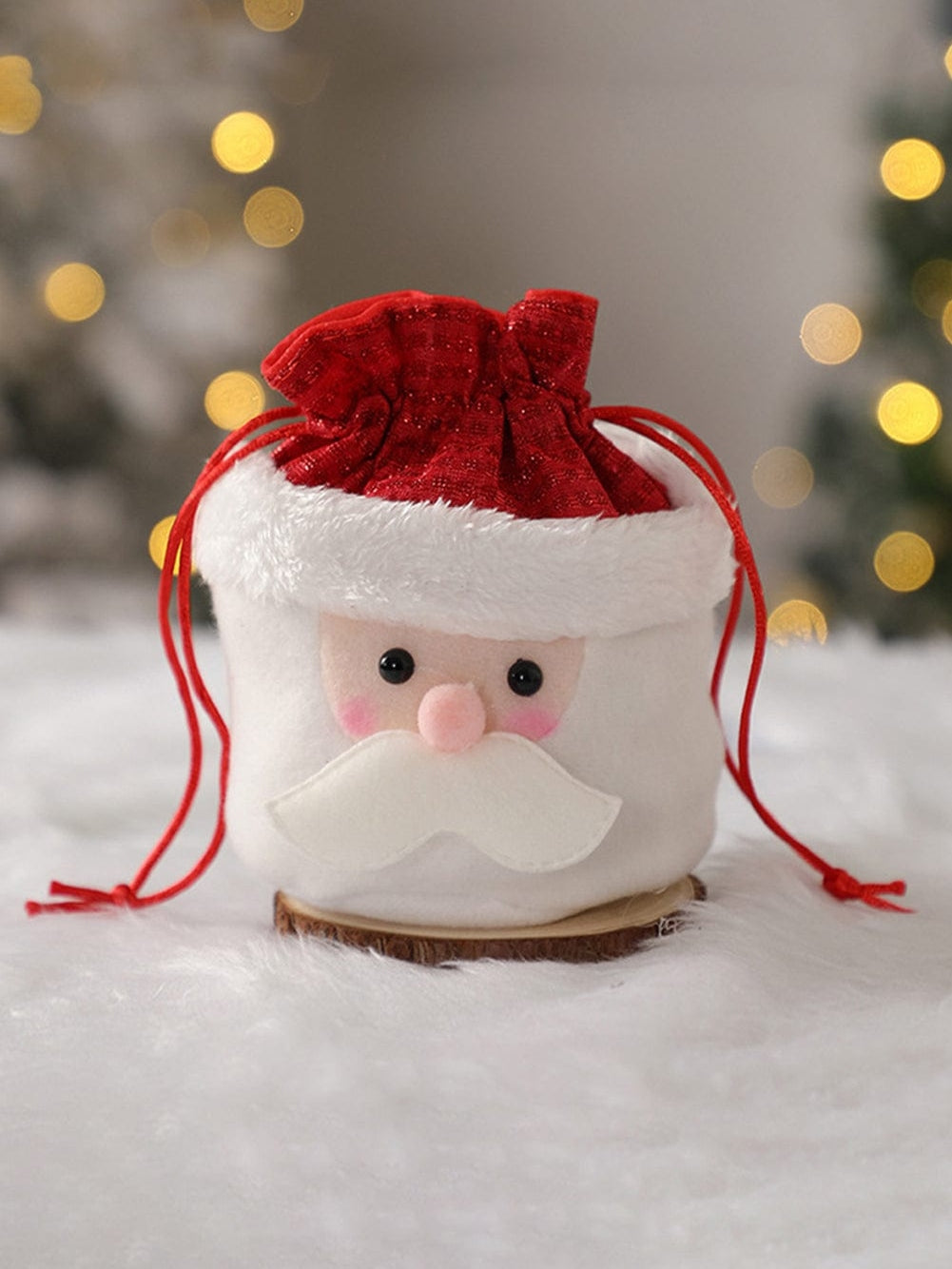 Festive White Santa Claus Christmas Candy Sack