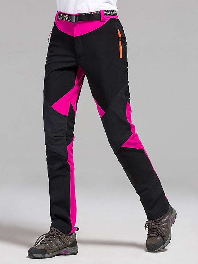Women's Hiking Pants Trousers Fleece Lined Pants Softshell Pants Winter Outdoor Waterproof Windproof Thermal Warm Elastic Waist Fashion Bottoms Blue Red Skiing Camping Ski / Snowboard - LuckyFash™