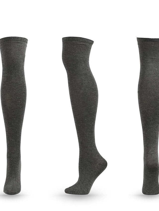 Women's Knee High Socks Outdoor Home Daily Solid Color Polyester Spandex Basic Classic Warm Casual 1 Pair - LuckyFash™