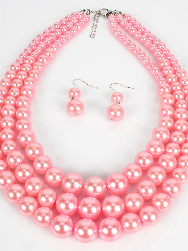 Women's necklace Chic & Modern Party Pure Color Jewelry Sets / Imitation Pearl / White / Red / Purple / Fall - LuckyFash™