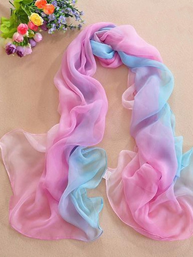 Women's Chiffon Scarf Party Black Scarf Color Block Cute Red Blue Fall Spring - LuckyFash™