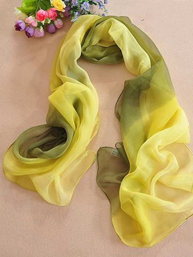 Women's Chiffon Scarf Party Black Scarf Color Block Cute Red Blue Fall Spring - LuckyFash™