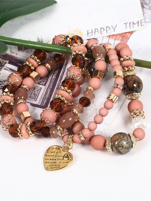 Women's Bracelets Ethnic Style Party Heart Bracelets & Bangles / Imitation Pearl / Black / Red / Fall / Winter - LuckyFash™