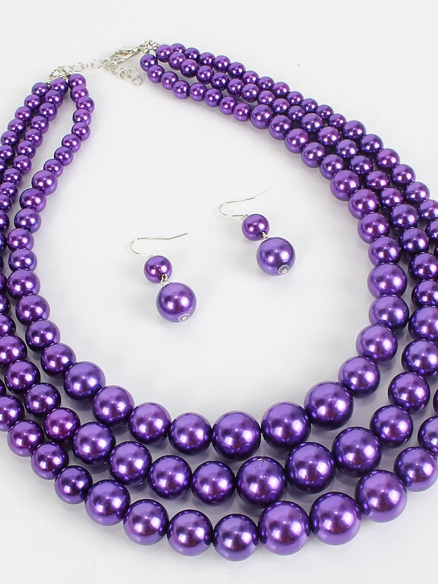 Women's necklace Chic & Modern Party Pure Color Jewelry Sets / Imitation Pearl / White / Red / Purple / Fall - LuckyFash™