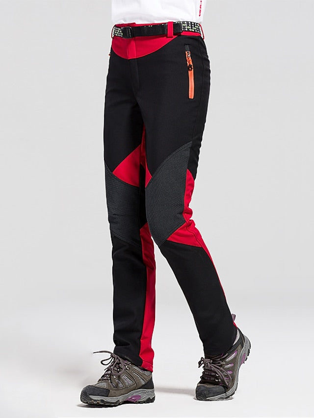 Women's Hiking Pants Trousers Fleece Lined Pants Softshell Pants Winter Outdoor Waterproof Windproof Thermal Warm Elastic Waist Fashion Bottoms Blue Red Skiing Camping Ski / Snowboard - LuckyFash™