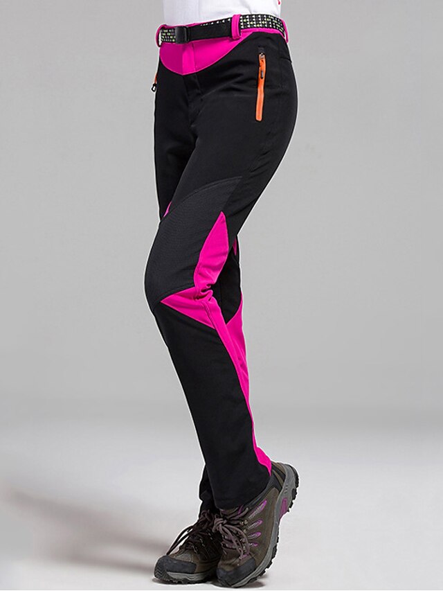 Women's Hiking Pants Trousers Fleece Lined Pants Softshell Pants Winter Outdoor Waterproof Windproof Thermal Warm Elastic Waist Fashion Bottoms Blue Red Skiing Camping Ski / Snowboard - LuckyFash™