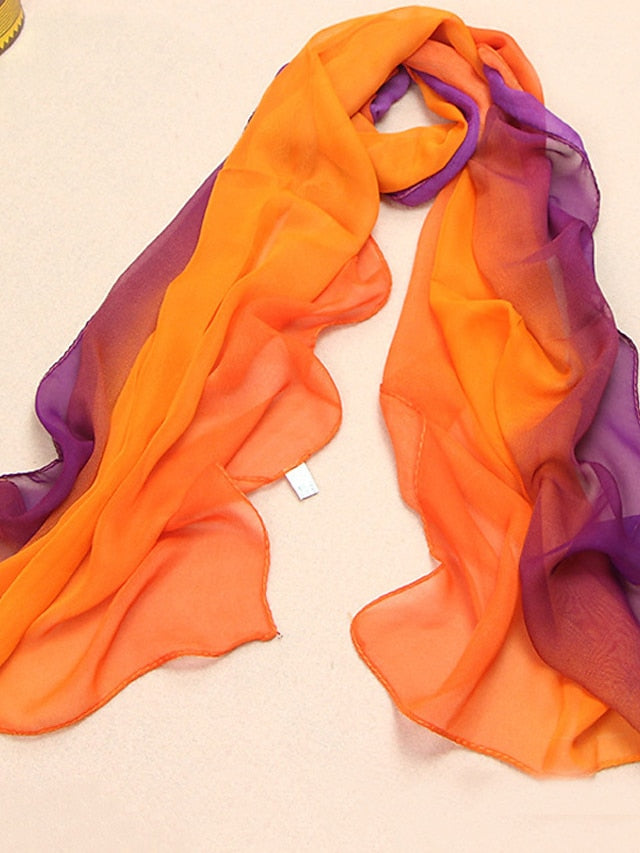 Women's Chiffon Scarf Party Black Scarf Color Block Cute Red Blue Fall Spring - LuckyFash™