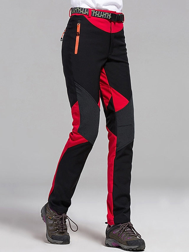 Women's Hiking Pants Trousers Fleece Lined Pants Softshell Pants Winter Outdoor Waterproof Windproof Thermal Warm Elastic Waist Fashion Bottoms Blue Red Skiing Camping Ski / Snowboard - LuckyFash™