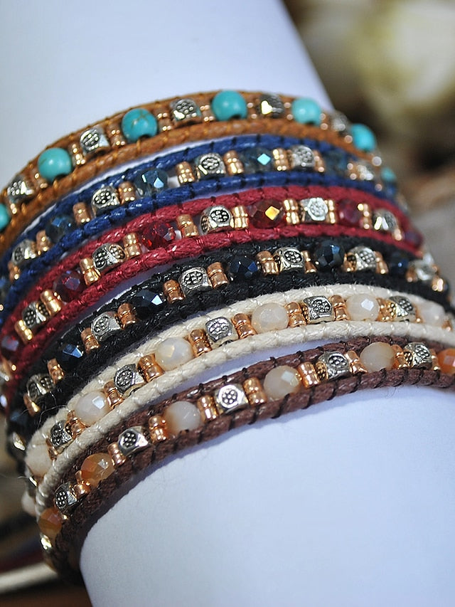 Women's Friendship Bracelet Vintage Bracelet Bracelet Retro Fashion Birthday Vintage Theme Rustic / Lodge Simple Ethnic Vintage Boho Glass Bracelet Jewelry Royal Blue / White / Black For Sport Prom - LuckyFash™