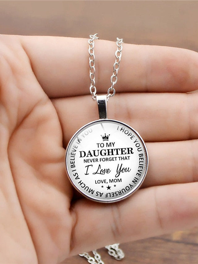 Women's necklace Fashion Street Letter Necklaces & To my Daughter Pendant Round Glass Necklaces / Sweater Chain Necklace - LuckyFash™