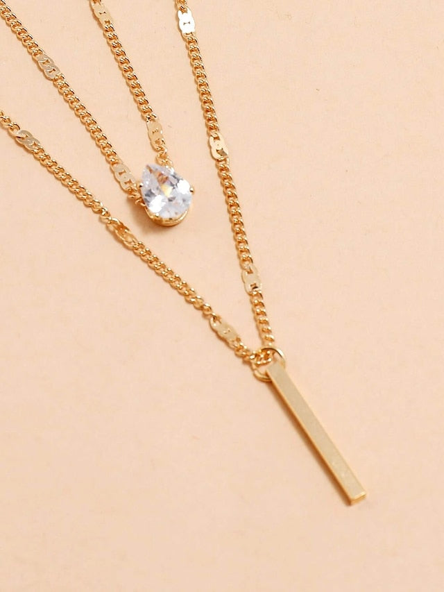 Necklace Chrome Imitation Diamond Women's Artistic Simple Romantic Geometrical Precious Cute Lovely Round Geometric Necklace For Gift Daily Carnival / 2pcs - LuckyFash™