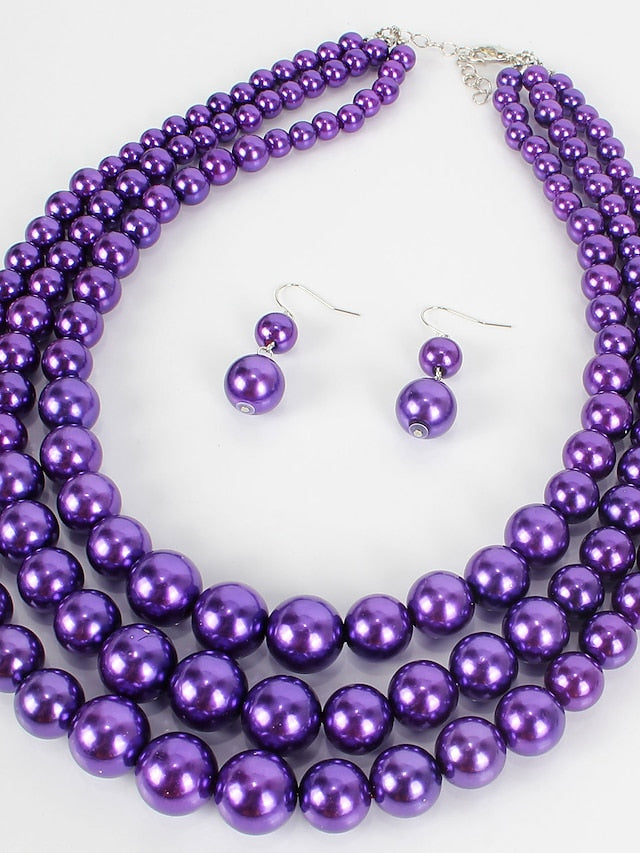 Women's necklace Chic & Modern Party Pure Color Jewelry Sets / Imitation Pearl / White / Red / Purple / Fall - LuckyFash™