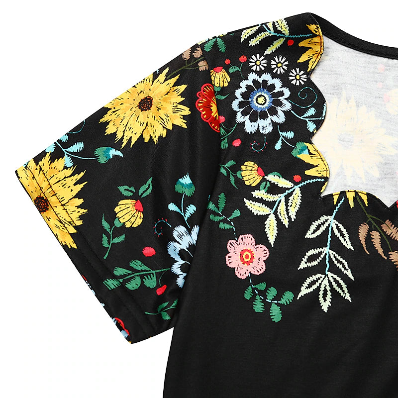 Women's Casual Dress Shift Dress Floral Ruched Print Square Neck Mini Dress Daily Vacation Short Sleeve Summer Spring