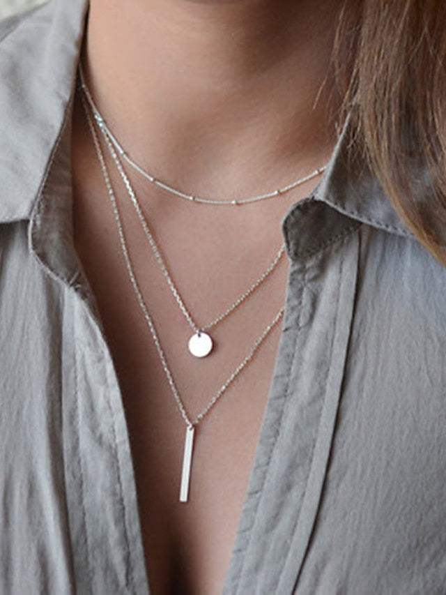 Women's necklace Chic & Modern Street Geometry Necklaces / 3 Layered Necklace / Dailywear / Spring / Summer / Fall / Winter - LuckyFash™