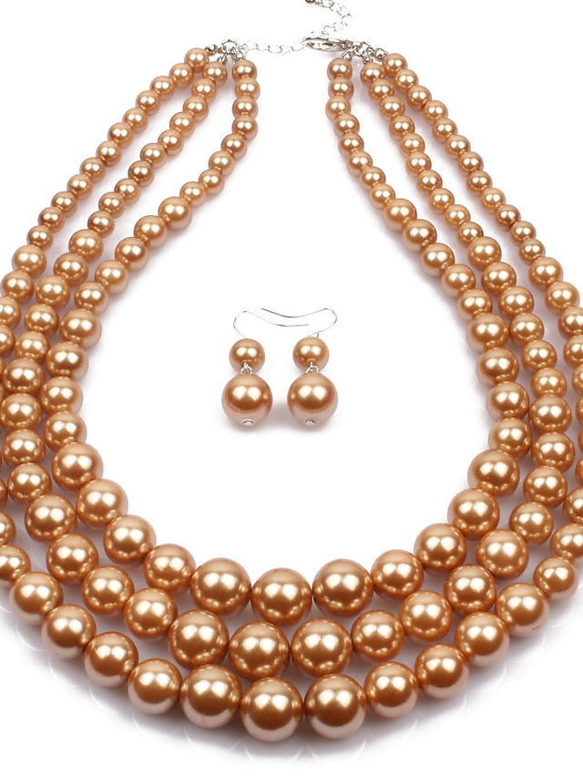 Women's necklace Chic & Modern Party Pure Color Jewelry Sets / Imitation Pearl / White / Red / Purple / Fall - LuckyFash™