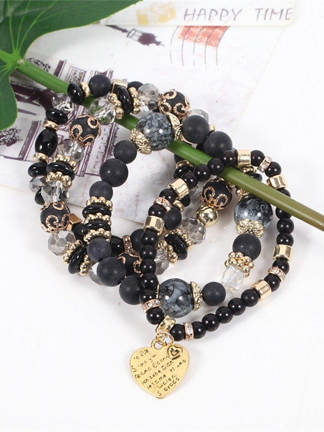 Women's Bracelets Ethnic Style Party Heart Bracelets & Bangles / Imitation Pearl / Black / Red / Fall / Winter - LuckyFash™