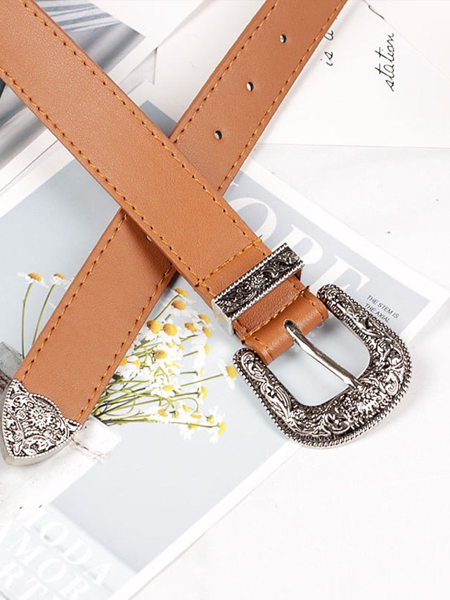 Men's Women's PU Buckle Belt PU Leather Metal Bucke Eyelet Formal Casual Party Daily Black Gray Dark Blue Brown - LuckyFash™
