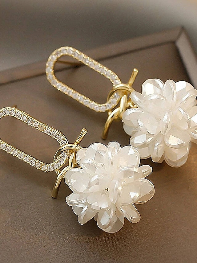 Women's Earrings Chic & Modern Party Flower Earring / Wedding / Rhinestone / Gold / Fall / Winter - LuckyFash™
