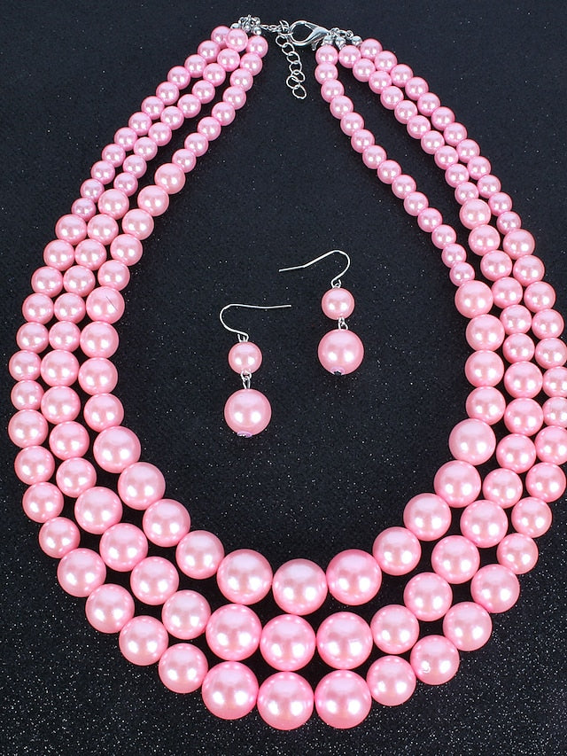 Women's necklace Chic & Modern Party Pure Color Jewelry Sets / Imitation Pearl / White / Red / Purple / Fall - LuckyFash™