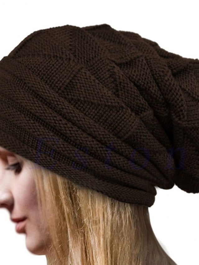 Women's Hat Beanie / Slouchy Black Khaki Dark Gray Outdoor Street Dailywear Knit Pure Color Portable Windproof Comfort - LuckyFash™