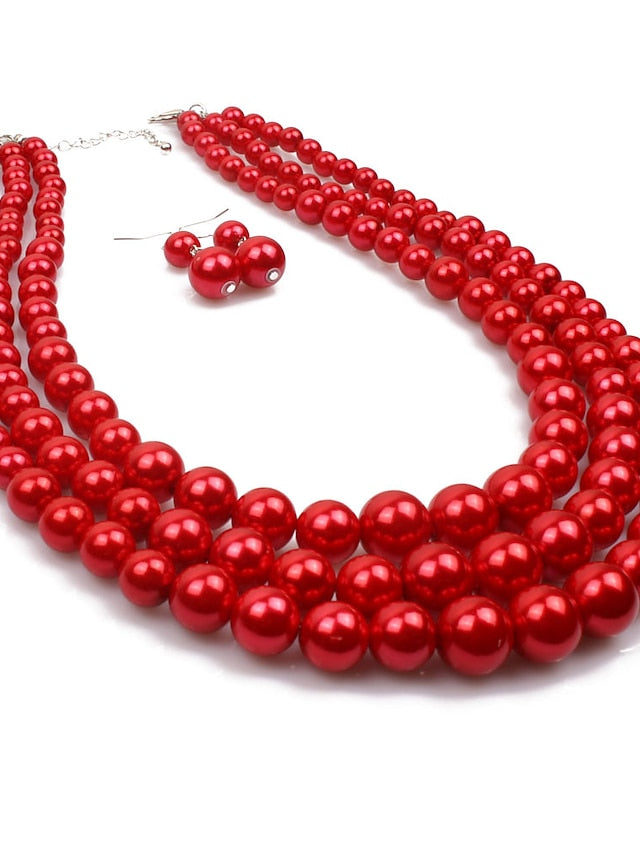 Women's necklace Chic & Modern Party Pure Color Jewelry Sets / Imitation Pearl / White / Red / Purple / Fall - LuckyFash™