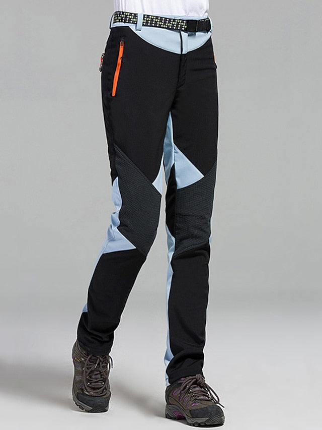 Women's Hiking Pants Trousers Fleece Lined Pants Softshell Pants Winter Outdoor Waterproof Windproof Thermal Warm Elastic Waist Fashion Bottoms Blue Red Skiing Camping Ski / Snowboard - LuckyFash™