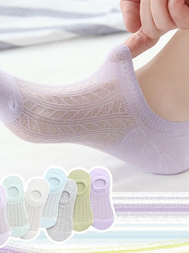 socks women spring and summer new glass silk ladies non-slip invisible socks cotton hollow mesh air conditioning socks boat socks women - LuckyFash™