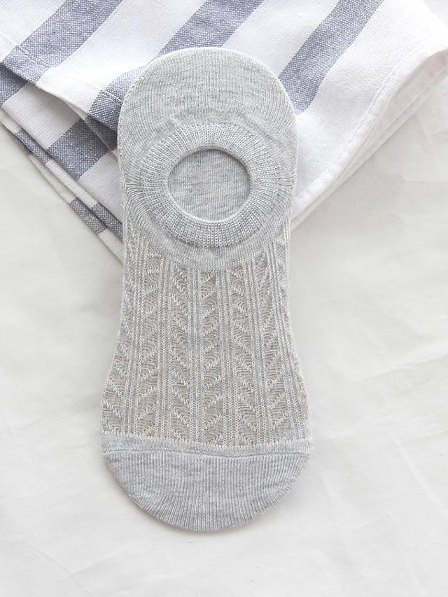 socks women spring and summer new glass silk ladies non-slip invisible socks cotton hollow mesh air conditioning socks boat socks women - LuckyFash™