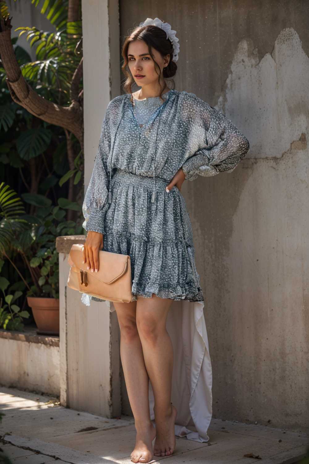 loose leopard print v neck dress drop shoulder a line closed cape paneled 135992