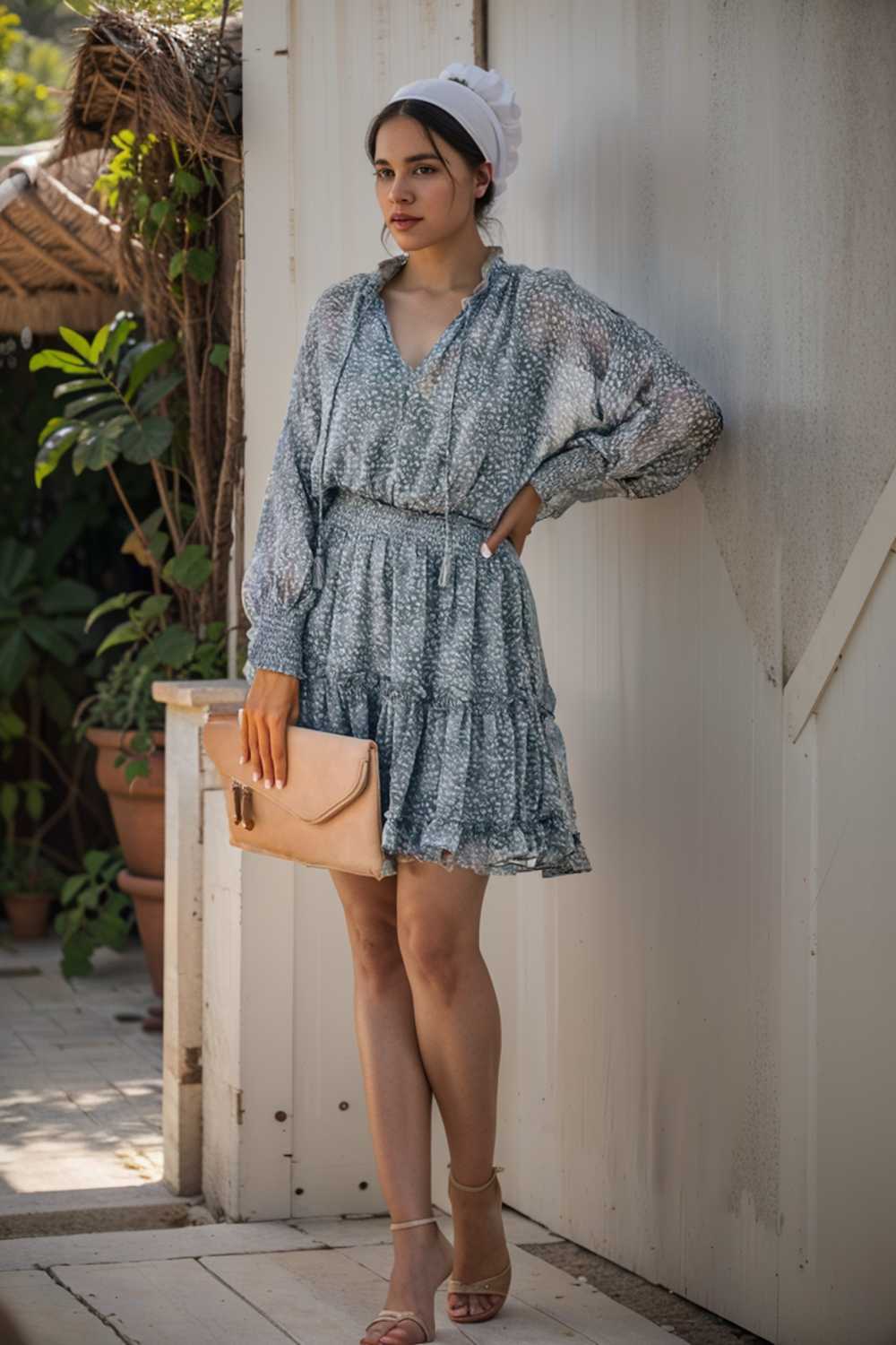 loose leopard print v neck dress drop shoulder a line closed cape paneled 135184