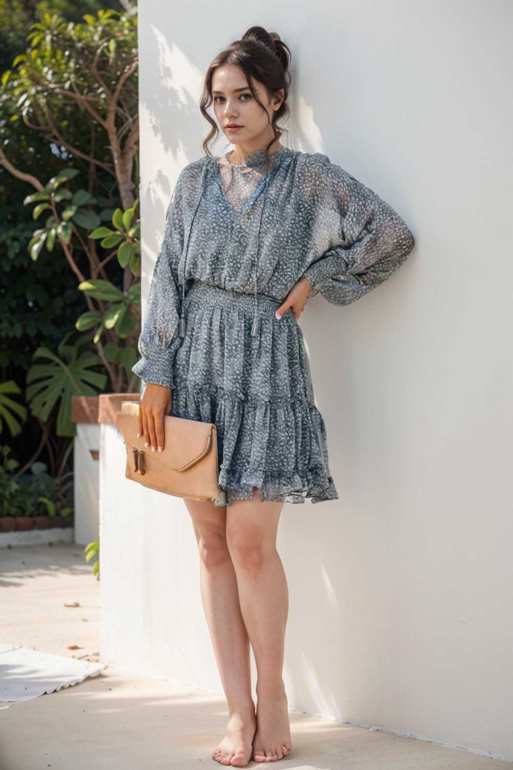 loose leopard print v neck dress drop shoulder a line closed cape paneled 132923