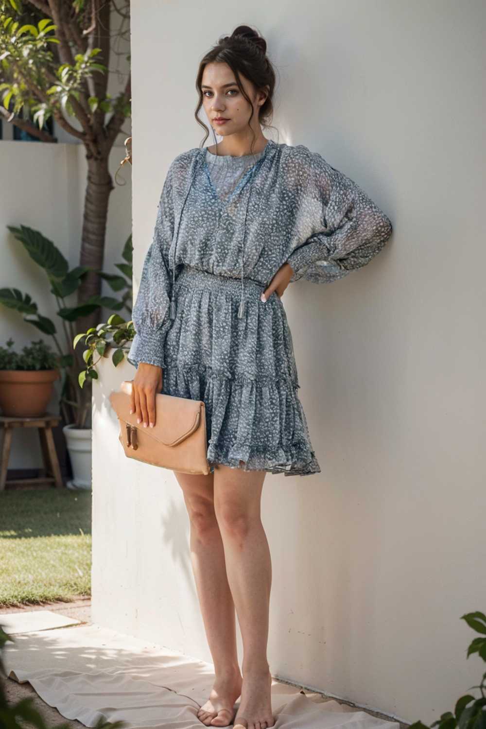 loose leopard print v neck dress drop shoulder a line closed cape paneled 111885