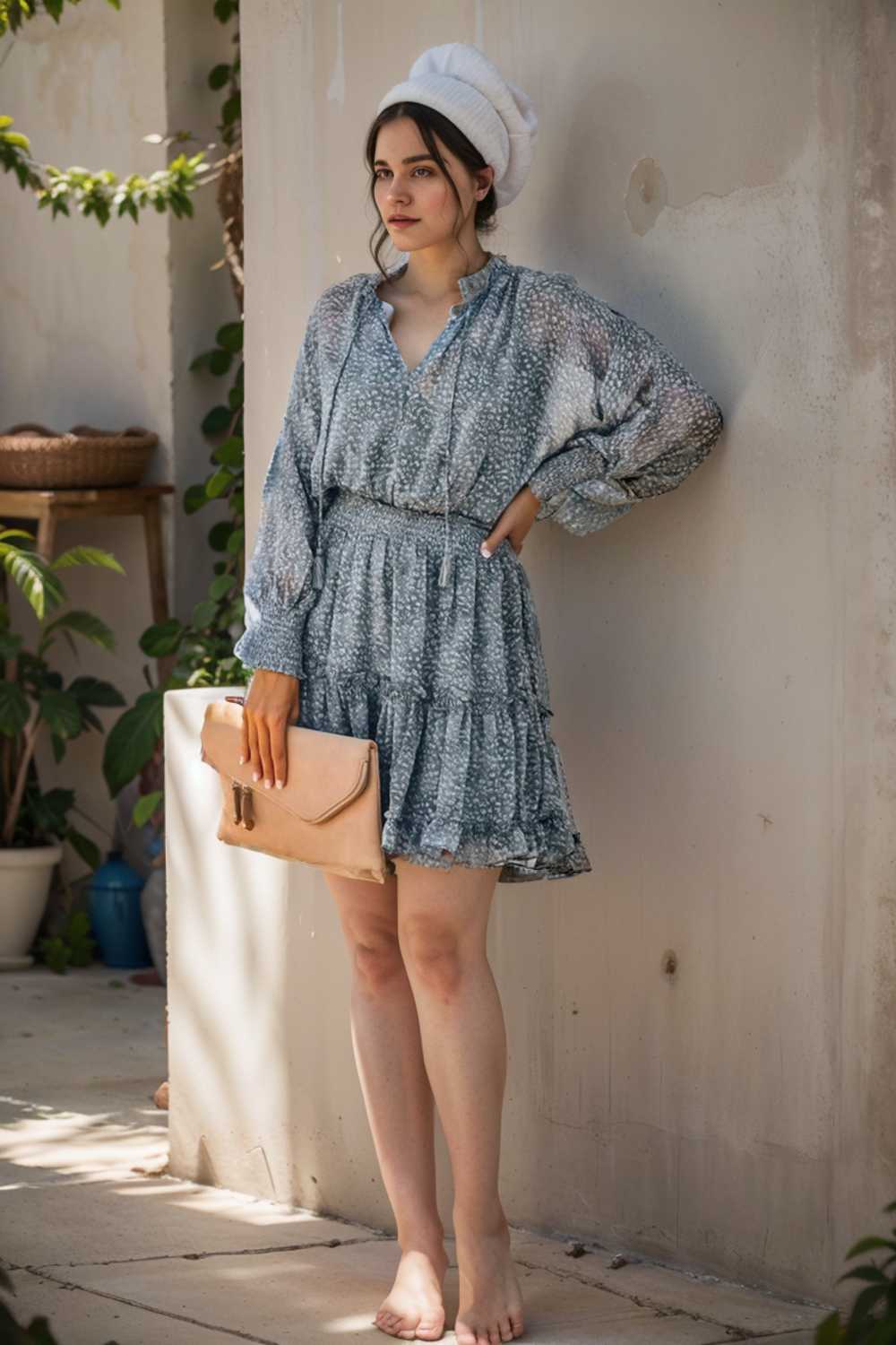 loose leopard print v neck dress drop shoulder a line closed cape paneled 124966