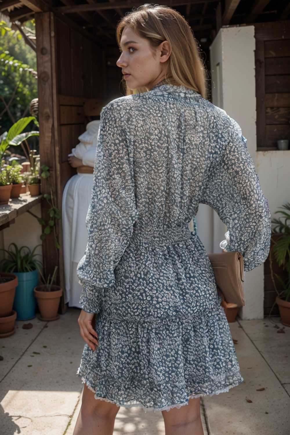 loose leopard print v neck dress drop shoulder a line closed cape paneled 111881
