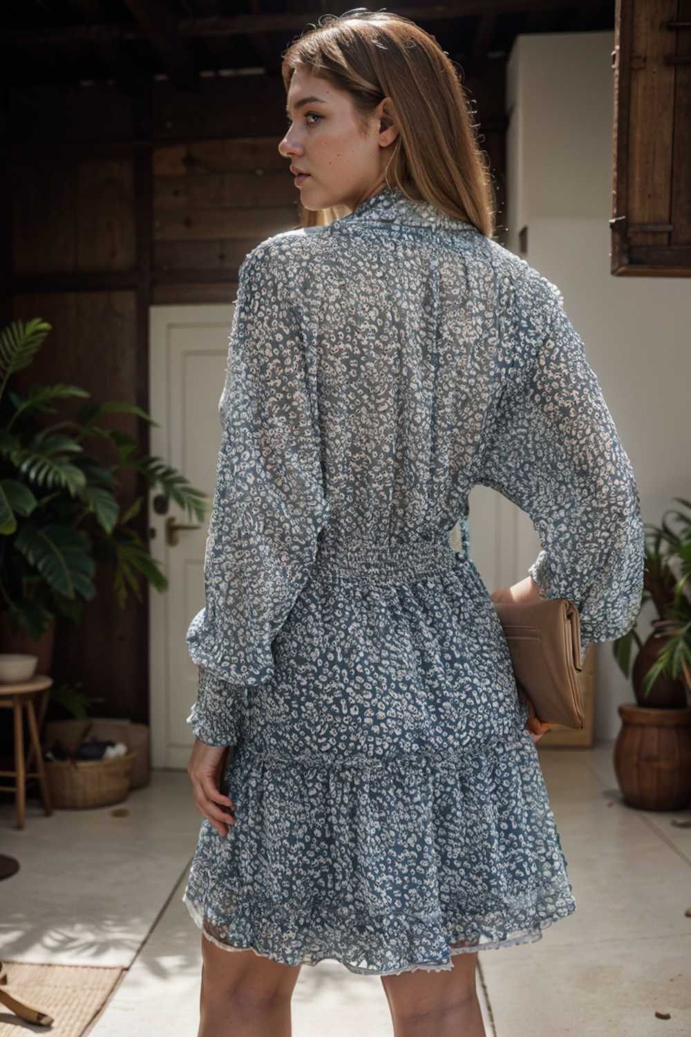 loose leopard print v neck dress drop shoulder a line closed cape paneled 132918