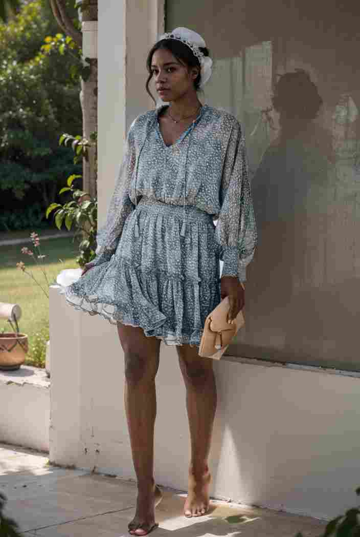 loose leopard print v neck dress drop shoulder a line closed cape paneled 118794