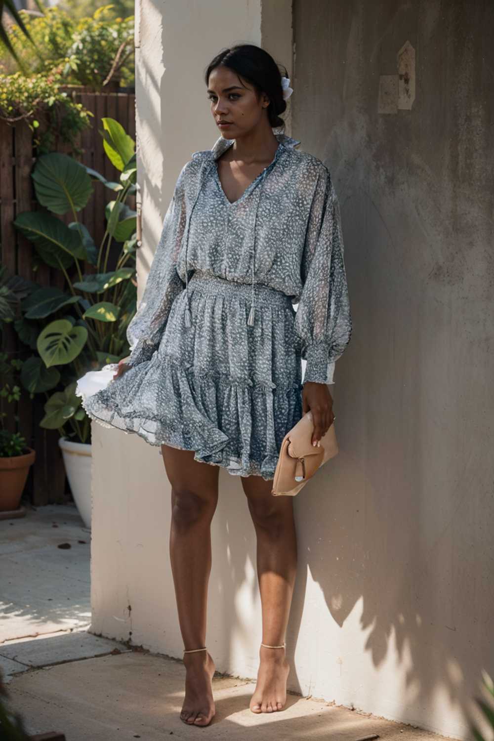 loose leopard print v neck dress drop shoulder a line closed cape paneled 132903