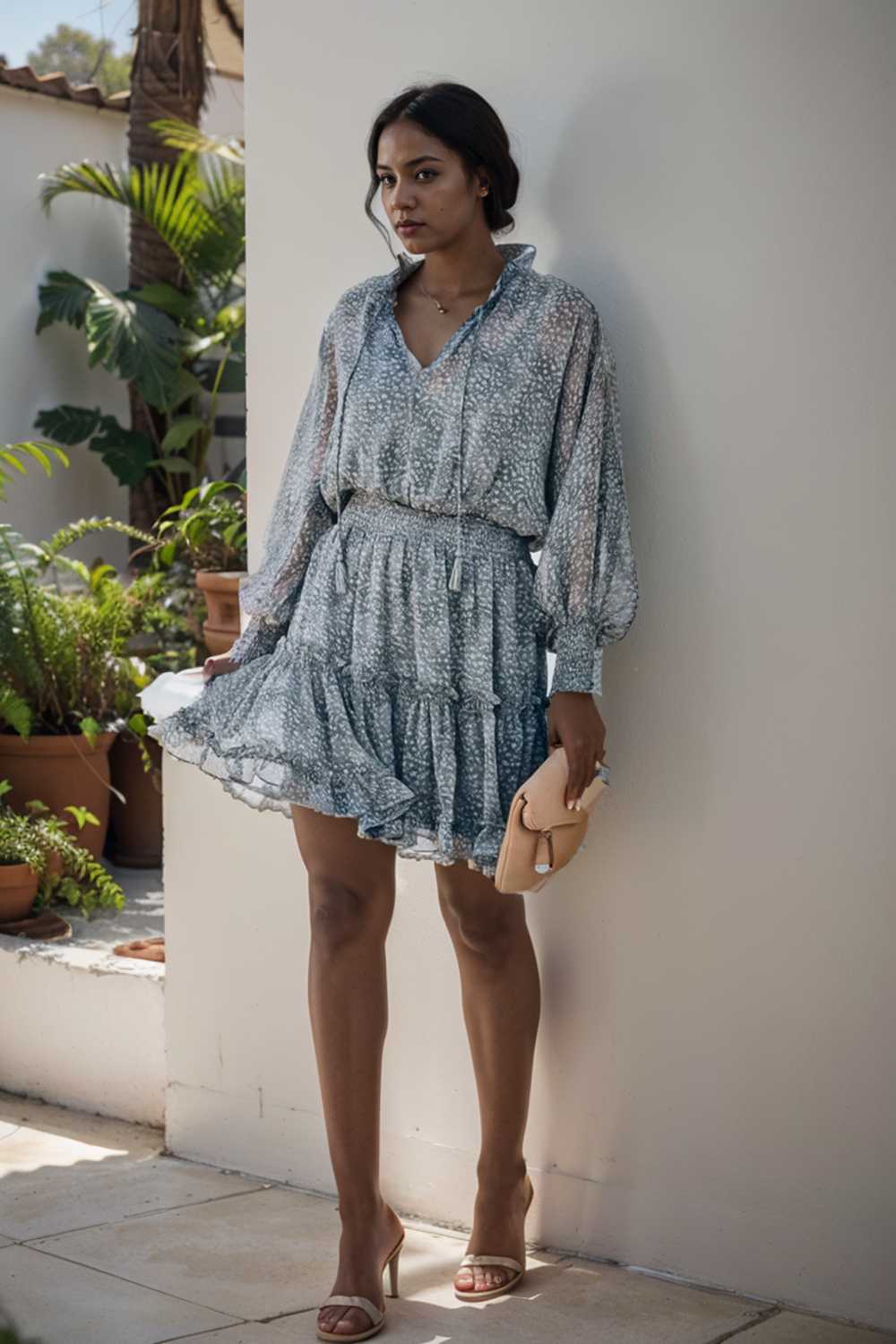 loose leopard print v neck dress drop shoulder a line closed cape paneled 132902