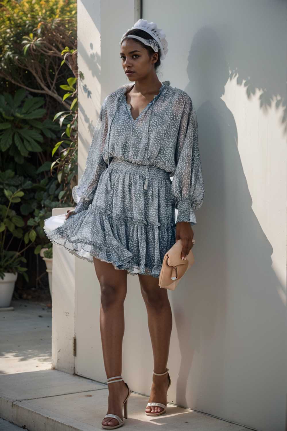 loose leopard print v neck dress drop shoulder a line closed cape paneled 115762