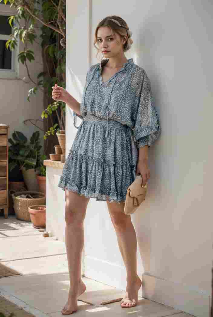 loose leopard print v neck dress drop shoulder a line closed cape paneled 131343