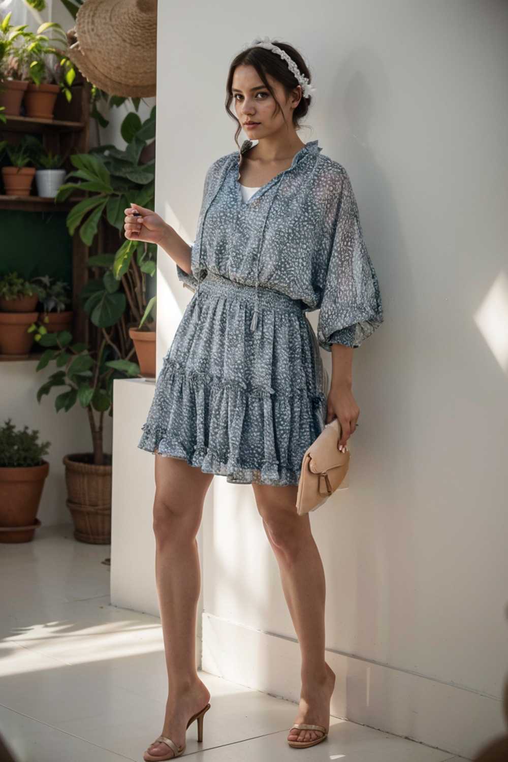 loose leopard print v neck dress drop shoulder a line closed cape paneled 115757
