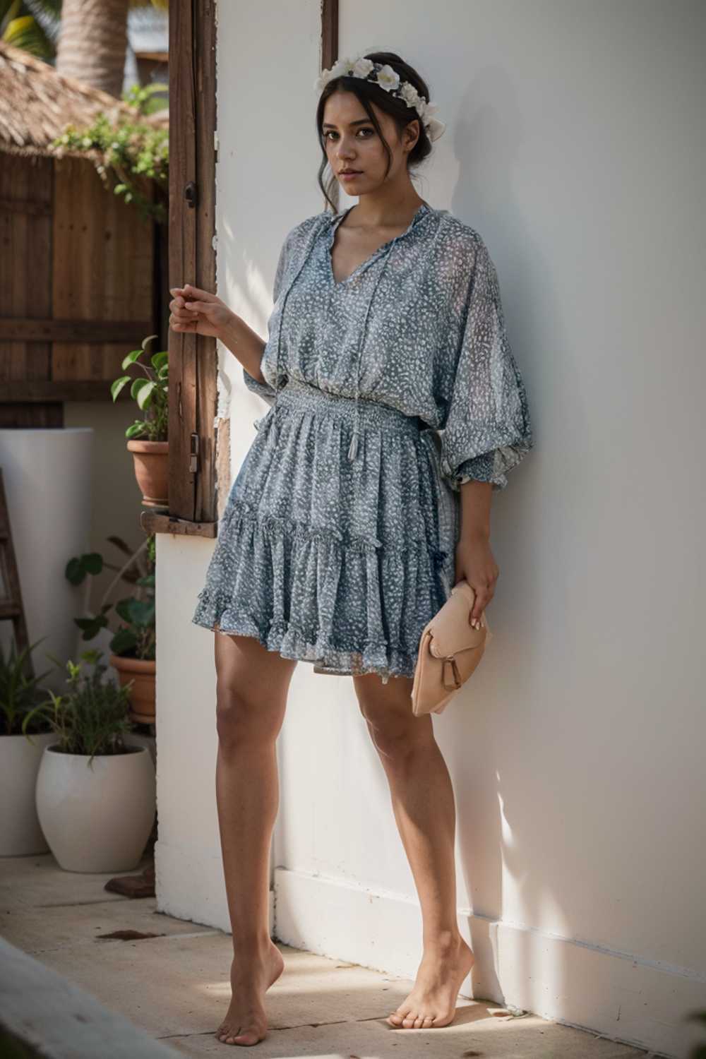 loose leopard print v neck dress drop shoulder a line closed cape paneled 132893