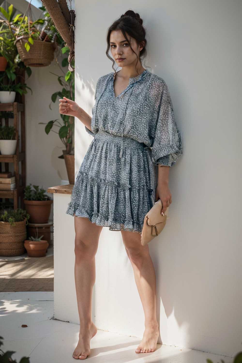 loose leopard print v neck dress drop shoulder a line closed cape paneled 132892