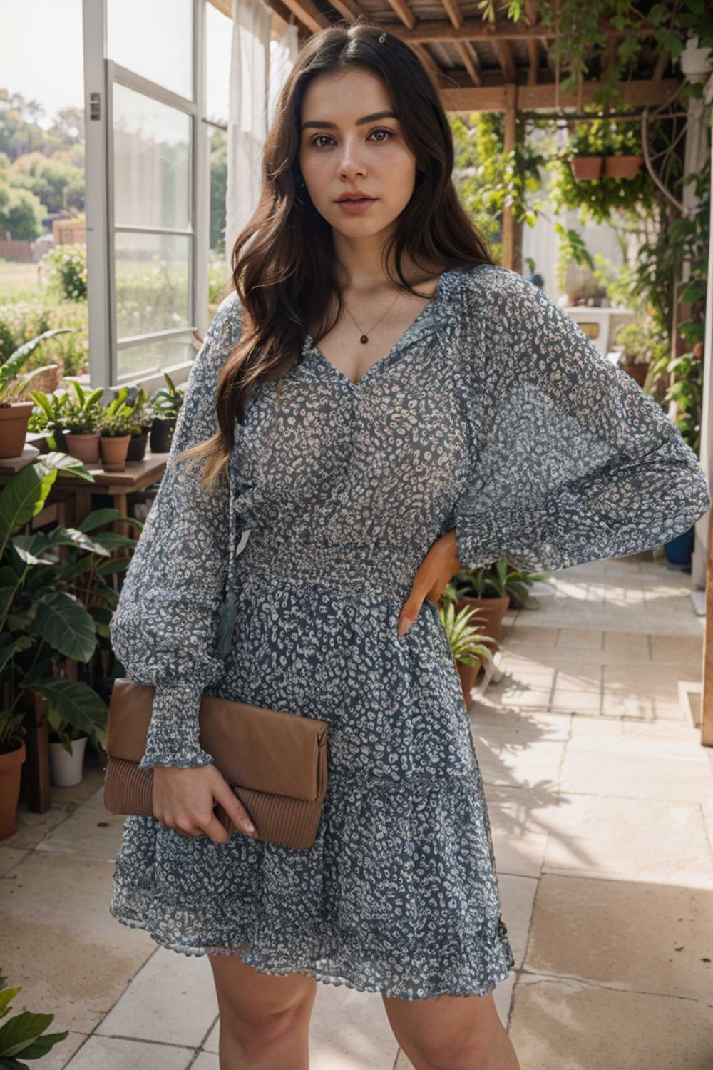 loose leopard print v neck dress drop shoulder a line closed cape paneled 142064