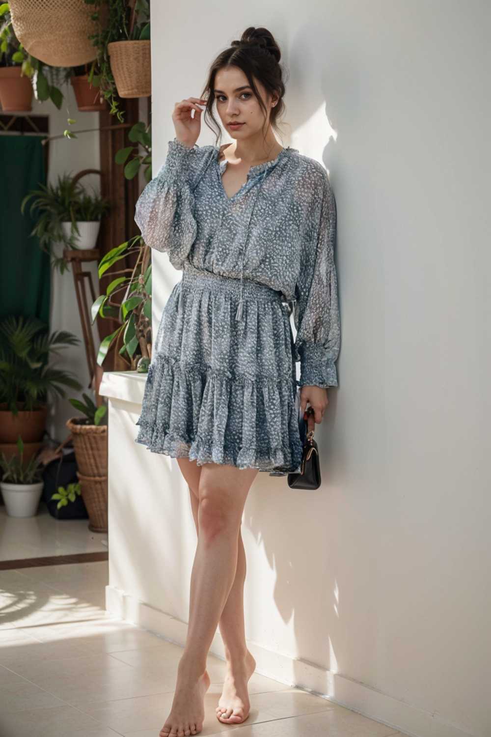 loose leopard print v neck dress drop shoulder a line closed cape paneled 129651