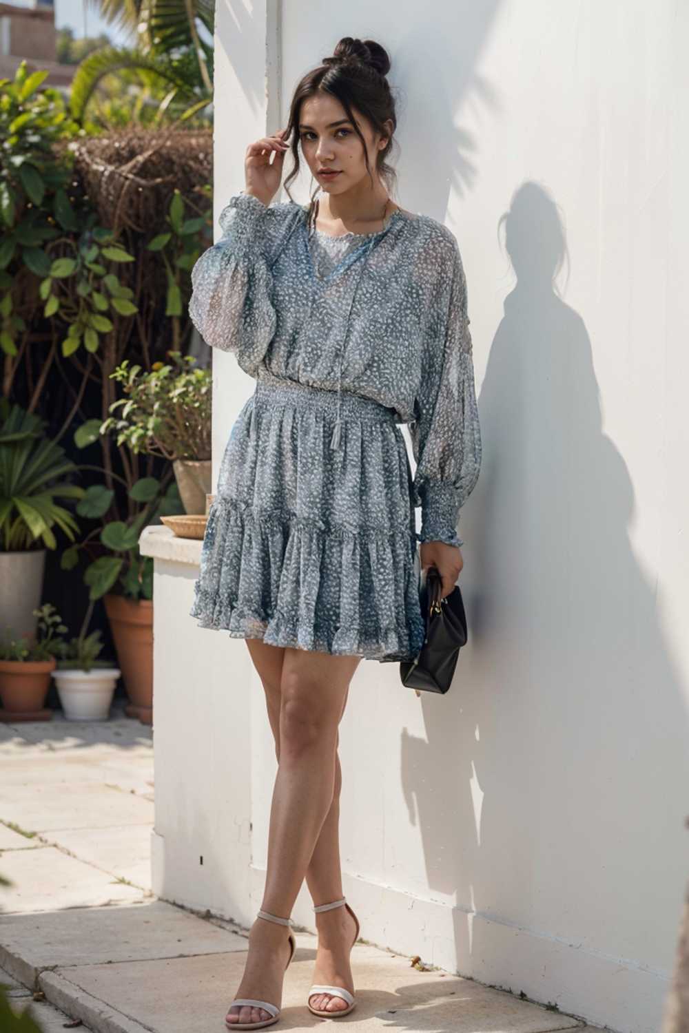 loose leopard print v neck dress drop shoulder a line closed cape paneled 142376