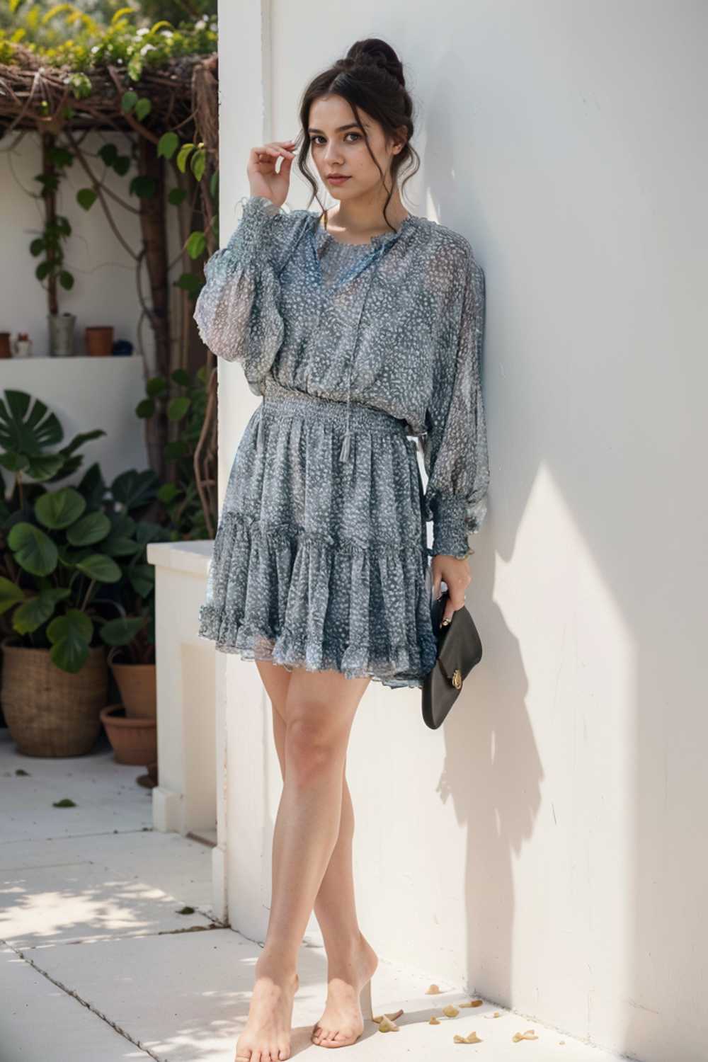 loose leopard print v neck dress drop shoulder a line closed cape paneled 132873