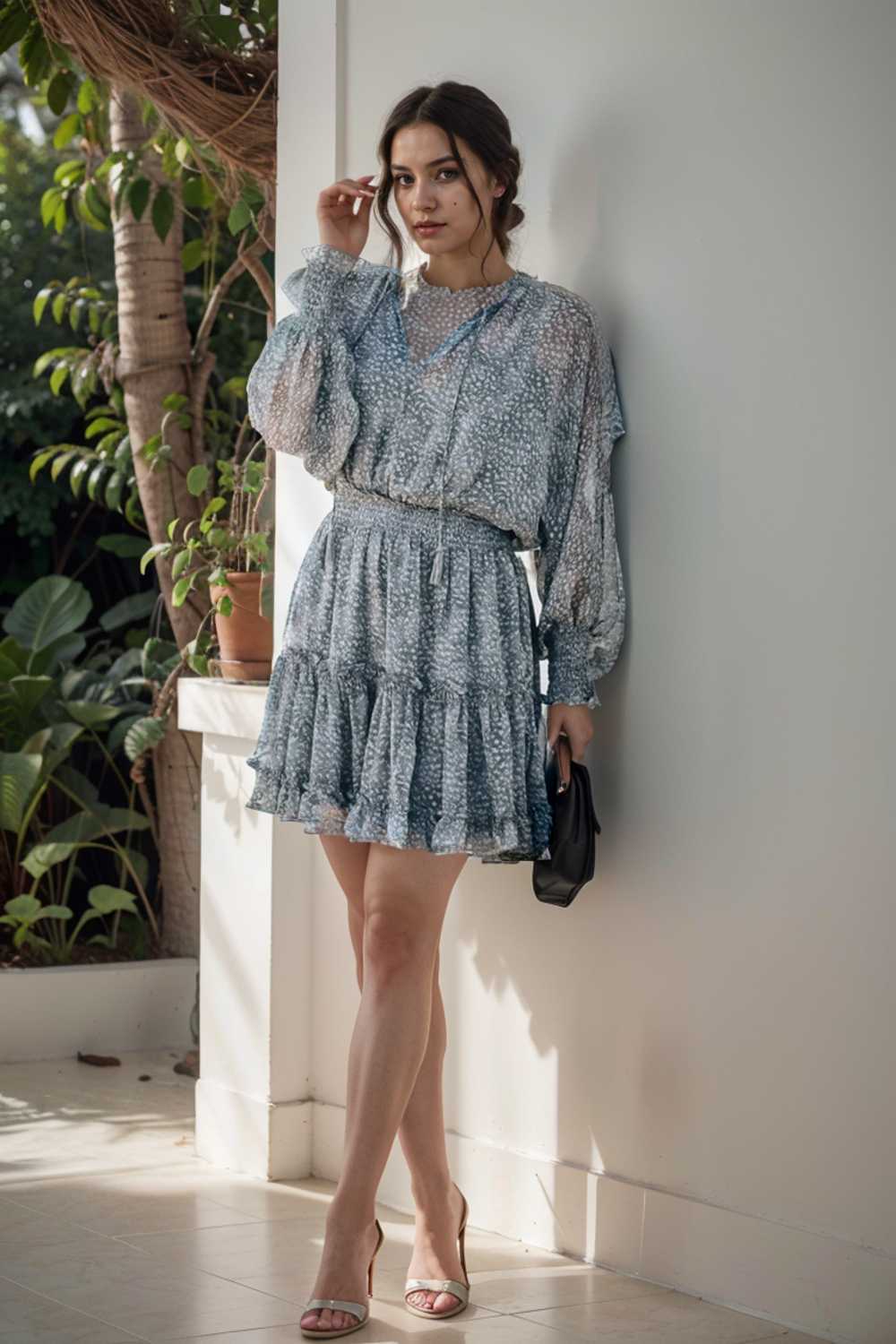 loose leopard print v neck dress drop shoulder a line closed cape paneled 132872