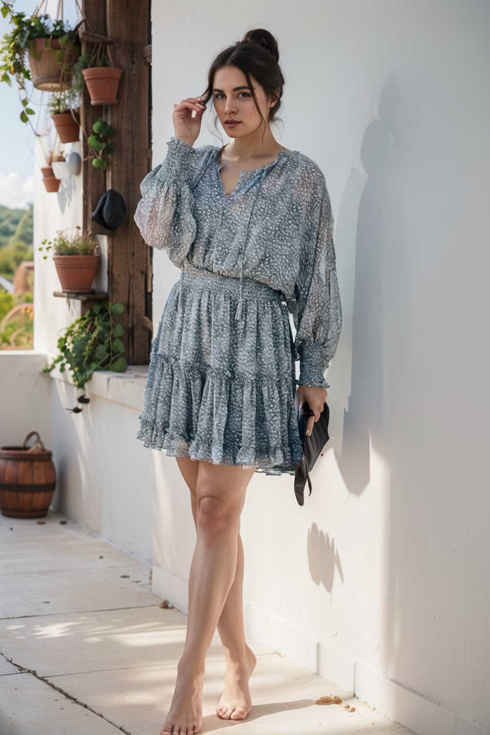 loose leopard print v neck dress drop shoulder a line closed cape paneled 124903