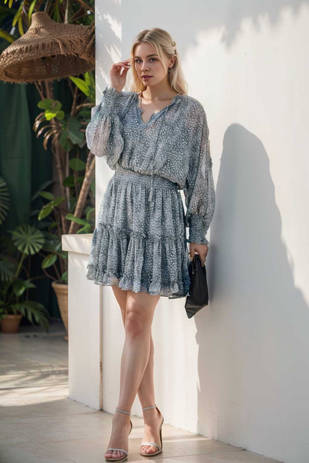 loose leopard print v neck dress drop shoulder a line closed cape paneled 109900